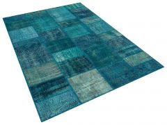 Real Hand-Knotted Tumbled Patchwork Rug - 160 x 230 cm - Colorful Rugs & Carpets, Wool Rectangular Rugs 