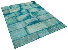 Special Tumbled Hand-Knotted Patchwork Rug - 160 x 230 cm - Colorful Rugs & Carpets, Wool Rectangular Rugs 