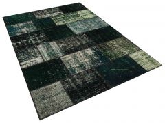 Unique Anatolian Tumbled Patchwork Rug - 160 x 230 cm - Colorful Rugs & Carpets, Wool Rectangular Rugs 