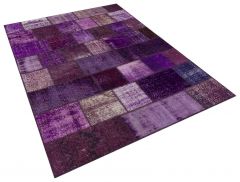 Special Tumbled Hand-Knotted Patchwork Rug - 160 x 230 cm - Colorful Rugs & Carpets, Wool Rectangular Rugs 