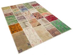 Tumbled Hand-Knotted Patchwork Rug - 160 x 230 cm - Colorful Rugs & Carpets, Wool Rectangular Rugs 