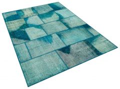 Unique Anatolian Tumbled Patchwork Rug - 160 x 230 cm - Colorful Rugs & Carpets, Wool Rectangular Rugs 