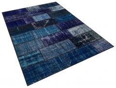 Special Tumbled Hand-Knotted Patchwork Rug - 160 x 230 cm - Colorful Rugs & Carpets, Wool Rectangular Rugs 