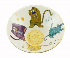 Porcelain Funny Cats Bowl - 18x18 - Colorful Bowls