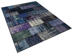 Real Hand-Knotted Tumbled Patchwork Rug - 160 x 230 cm - Colorful Rugs & Carpets, Wool Rectangular Rugs 