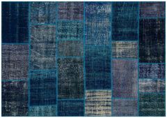 Patchwork Hand-Knotted Rug with Unique Beauty - 160 x 230 cm - Colorful Rugs & Carpets, Wool Rectangular Rugs 