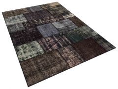 Special Tumbled Hand-Knotted Patchwork Rug - 160 x 230 cm - Colorful Rugs & Carpets, Wool Rectangular Rugs 