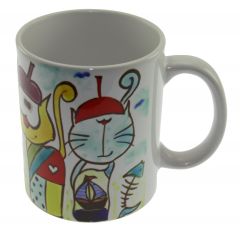 Appetizing Happy Animals Porcelain Mug Cup - 13x13 - Colorful MUGS, Porcelain MUGS