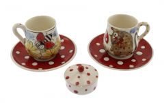Bee Maya Model Porcelain Cup  Set of 2 - 8x6 - Red Coffee Cups