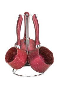 Set of 3 Granit Coffee Pot with Hanger - Red