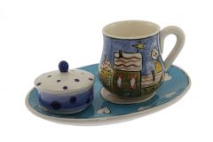 Blue Cute Fantasy Porcelain Coffee Cup  - 14x10 - Blue Coffee Cups
