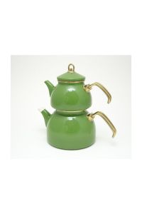 Enameled Turkish Teapot Set - Green