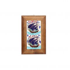 Wooden Galleon Pattern Tile Table 18x28 Cm - 10x10 - Blue DECORATIVE OBJECTS