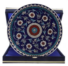 Blue Floor Haliç Decorated Corporate Velvet Gift Plate - 30x30 - Colorful Plates