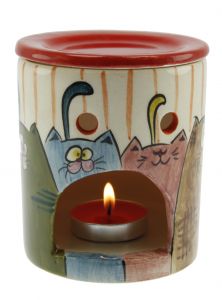 Crony Cat Decorated Fragrance Oil Burner - 8x8 - Colorful Candle Centerpieces