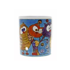Porcelain Owls and Cats Censer, Oil Burner - 9x9 - Colorful Candle Centerpieces, Porcelain Candle Centerpieces | Loftry