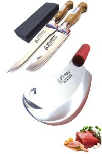 3-Piece Set of Chef's Knife, Paring Knife, Curved Cleaver Knife