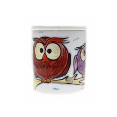 Porcelain Owl Family Censer, Oil Burner - 9x9 - Colorful Candle Centerpieces, Porcelain Candle Centerpieces | Loftry