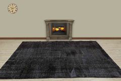 Vintage Hand Woven Rug - 277x173 - Black Area Rugs, Wool Decorative Area Rugs