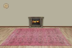 Vintage Hand Woven Rug - 280x178 - Pink Area Rugs, Wool Decorative Area Rugs