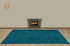 Vintage Hand Woven Rug - 275x149 - Blue Area Rugs, Wool Decorative Area Rugs