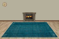 Vintage Hand Woven Rug - 234x172 - Blue Area Rugs, Wool Decorative Area Rugs