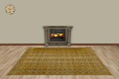 Vintage Hand Woven Rug - 244x171 - Yellow Area Rugs, Wool Decorative Area Rugs