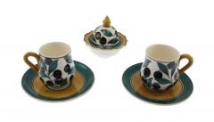 Olive Design Porcelain Turkish Delight Cup Set of 2 - 8x6 - Green Coffee Cups