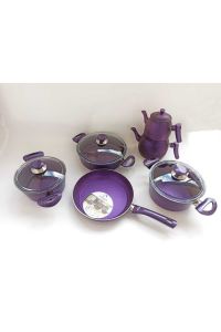 10-Piece Granite Cookware Set - Purple