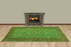 Vintage Hand Woven Rug - 252x120 - Green Area Rugs, Wool Decorative Area Rugs