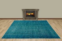 Vintage Hand Woven Rug - 240x81 - Blue Area Rugs, Wool Decorative Area Rugs