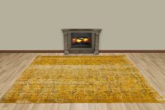 Vintage Hand Woven Rug - 288x193 - Yellow Area Rugs, Wool Decorative Area Rugs