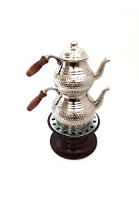 Decorated Copper Traditional Turkish Teapot Set Medium Size 