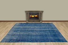 Vintage Hand Woven Rug - 262x182 - Blue Area Rugs, Wool Decorative Area Rugs