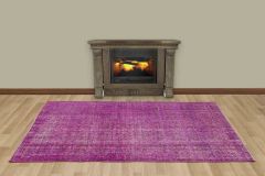 Vintage Hand Woven Rug - 228x132 - Purple Area Rugs, Wool Decorative Area Rugs