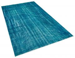 Vintage Hand Woven Rug - 244x148 - Blue Area Rugs, Wool Decorative Area Rugs
