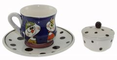Fun Spotted Funnel Heads Cup and Turkish Delight Holder - 8x8 - Colorful Coffee Cups