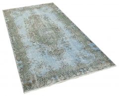 Real Hand-Knotted Tumbled Vintage Rug - 113 x 206 cm - Colorful Rugs & Carpets, Wool Rectangular Rugs 