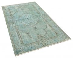 Real Hand-Knotted Tumbled Vintage Rug - 116 x 203 cm - Colorful Rugs & Carpets, Wool Rectangular Rugs 