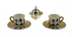 Lilac Flower Pattern Porcelain Cup  Set of 2 - 8x6 - Yellow Coffee Cups