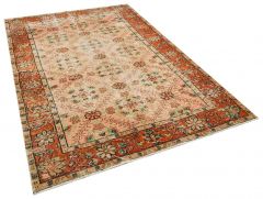 Vintage Tumbled Hand-Knotted Rug - 179 x 270 cm - Colorful Rugs & Carpets, Wool Rectangular Rugs 