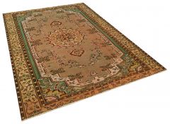Unique Anatolian Vintage Hand-Knotted Tumbled Rug - 191 x 267 cm - Colorful Rugs & Carpets, Wool Rectangular Rugs 