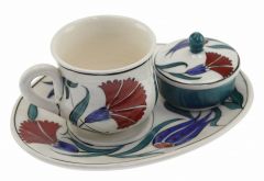 Sühandan Model Turkish Coffee Cup and Turkish Delight Holder - 14x14 - Colorful Coffee Cups
