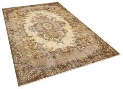 Real Hand-Knotted Vintage Tumbled Rug - 166 x 263 cm - Colorful Rugs & Carpets, Wool Rectangular Rugs 