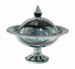 Porcelain Authentic Marbling Desing Tulip Sugar Bowl - 30x30 - Colorful Bowls