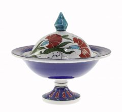 Porcelain Authentic Blue Ground Flowers Sugar Bowl - 30x30 - Colorful Bowls