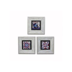 Authentic Galleon and Flowers Painting Set - 23x23 - Colorful Wall Decors