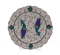 Gulf Floor Double Tulip Gift Decorative Plate Diameter : 18 cm - 18x18 - Colorful Decorative Objects