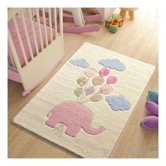 Confetti Sweet Elephant Pink Carved Children's Carpet 100x150 cm