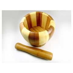 Bamboo Mortar and Pestle Set - 11x11 - Bamboo Mortar & Pestle Set 